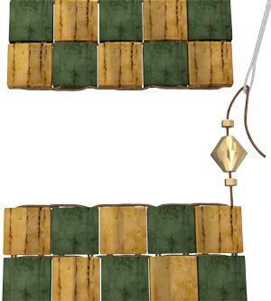 Threaded beads between Tila blocks